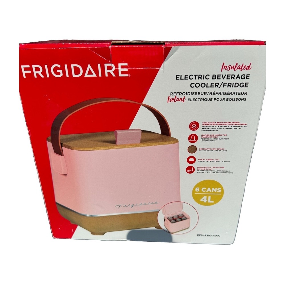 Vintage Frigidaire  in Pink Portable Retro 6 Can Mini Beverage Refrigerator, NIB